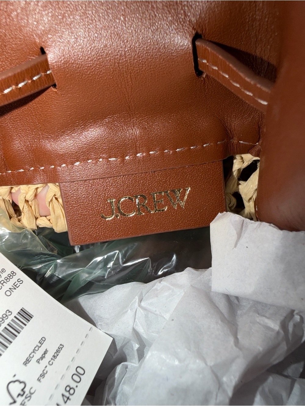 J. Crew Drawstring Bag in Straw and Leather - Picture 5 of 12